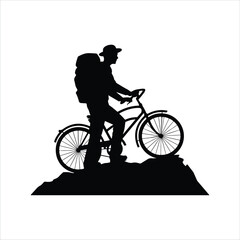 Obraz premium silhouette of a person riding bicycle design illustration