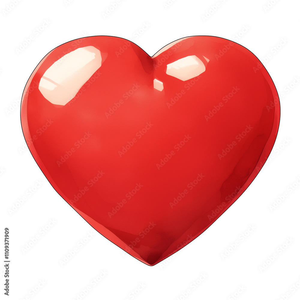 Poster shiny red heart shaped object isolated on white background, symbolizing love and affection. glossy s