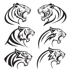 Obraz premium Tiger, Tiger Head Tattoo, Vector Tiger Illustration, Fierce Tiger Head Design, Powerful Tiger Artwork, Detailed Tiger Vector, Majestic Tiger Tattoo, Wild Tiger Head Art, Roaring Tiger Illustration.