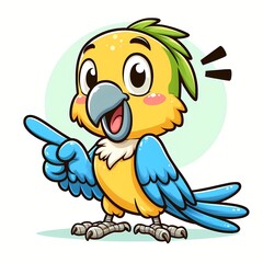 Fototapeta premium Cute Parrot Pointing Cartoon Vector Icon Illustration