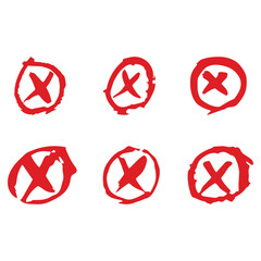 Red cross marks check icon choice design.