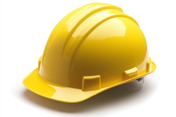 Bright yellow hard hat for construction safety. This helmet is durable and lightweight. It protects while looking professional on the job site. Generative AI