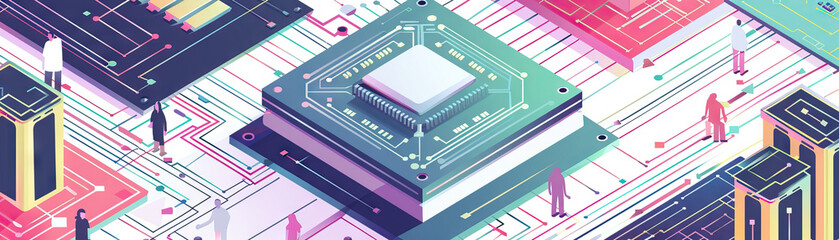 Computer chips are the silent sentinels, safeguarding our digital information: Depict a computer chip as a guardian protecting digital data, symbolizing its role in data security and encryption