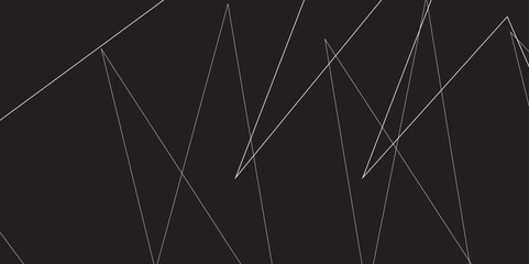 Abstract black and white geometric random chaotic lines with many squares and triangles shape. Metal grid isolated on the white background. Banner with geometric shapes, lines, stripes and triangles.