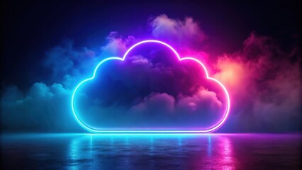 Abstract render of neon illuminated cloud, neon, abstract, digital, futuristic, technology, design,glow, vibrant, colorful, modern