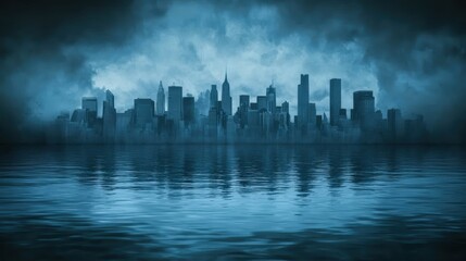 Fototapeta premium Surreal Underwater Cityscape A Fusion of Marine Life and Digital Art
