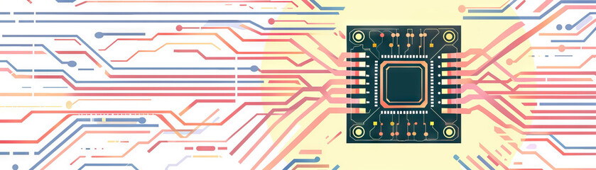 Obraz premium CPUs are the brains of the digital world, processing thoughts at lightning speed: Illustrate a CPU with electrical signals racing through its circuits, symbolizing the speed and efficiency of data pro