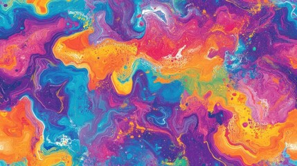 Marbleized abstract painting with vibrant acrylic colors seamless pattern for fluid art backgrounds desktop wallpaper