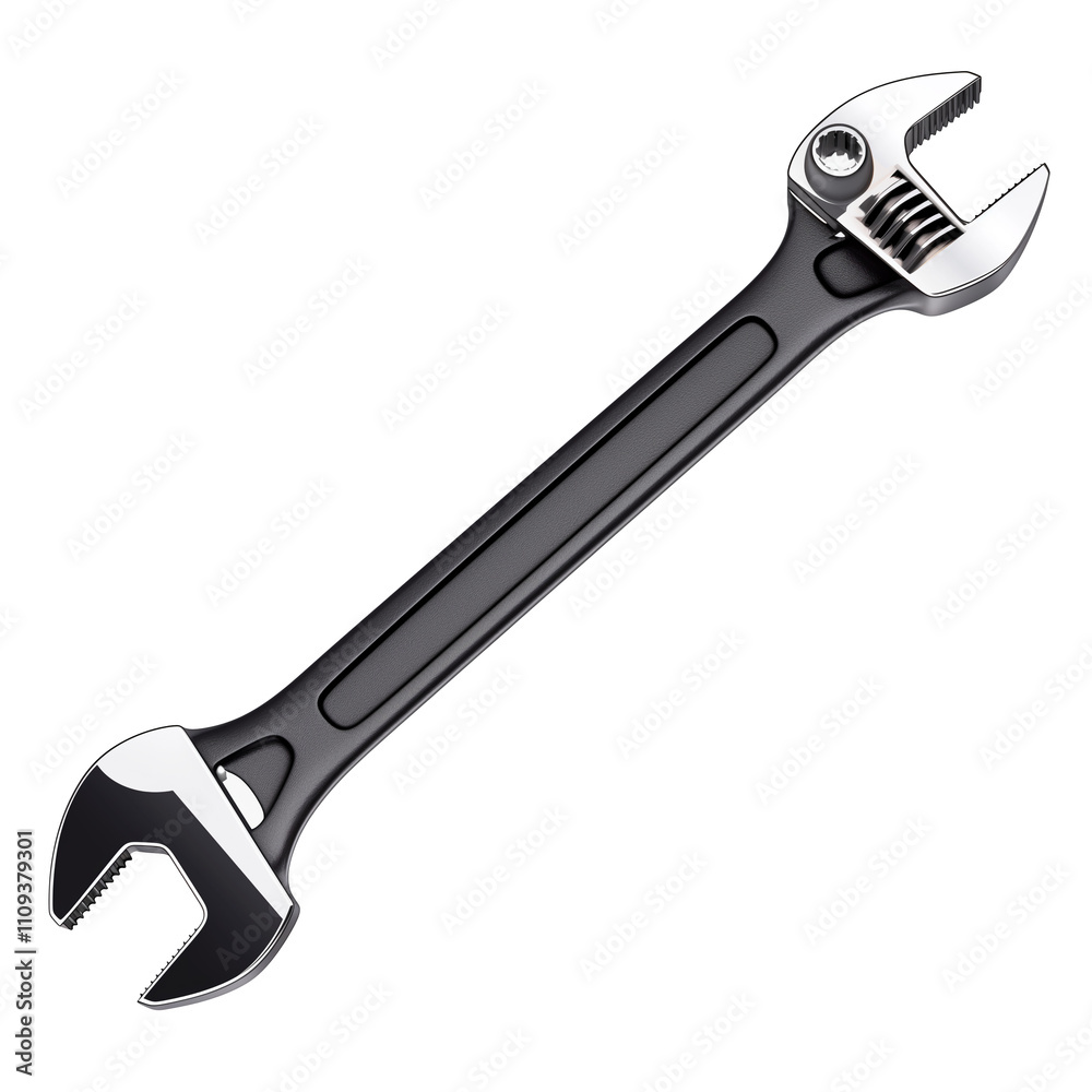 Aufkleber sleek adjustable wrench isolated on white background, showcasing its metallic finish and ergonomic design. Ideal for various mechanical tasks and tool collections