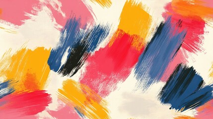 Seamless abstract pattern featuring brushed paint strokes in vibrant colors ideal for textile and wallpaper design