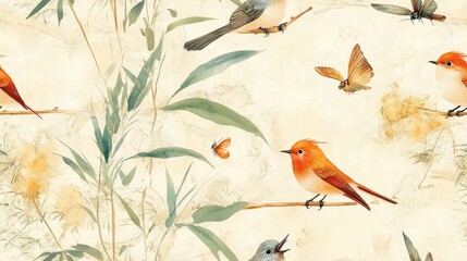 Seamless Pattern Featuring Traditional Chinese