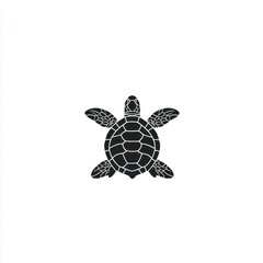 Fototapeta premium Simple black silhouette of a sea turtle viewed from above.
