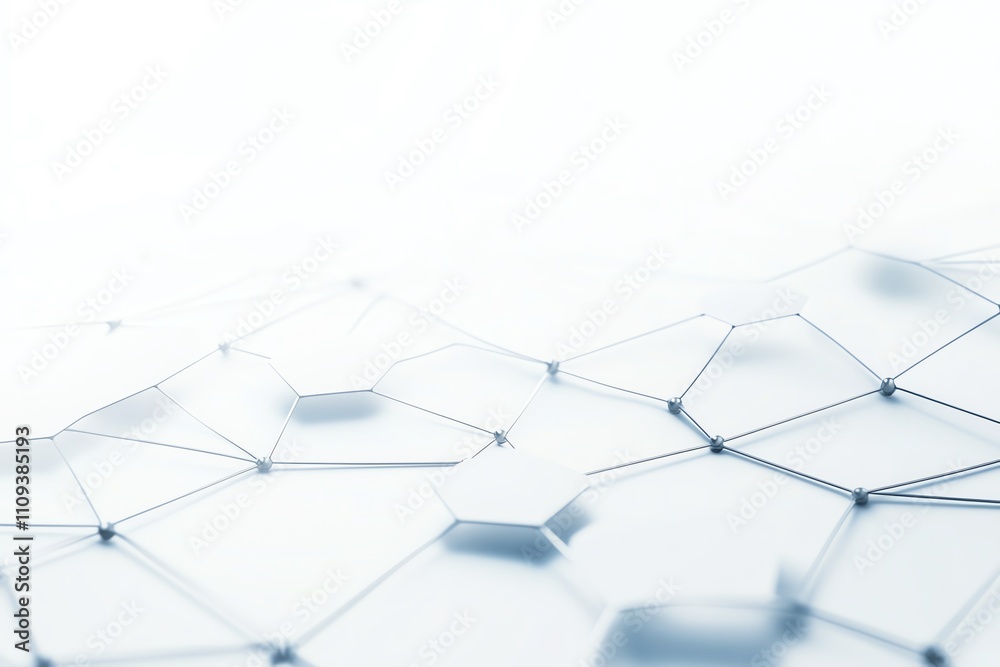 Poster abstract 3d rendering of interconnected hexagonal shapes on a light background. this futuristic desi