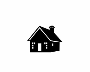 Minimalist House Icon Home, Real Estate, and Building Symbol in Solid Black