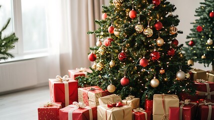 Festive Christmas Trees, Gifts, and Decorations - Cozy Holiday Scenes and Seasonal Decor Collection