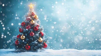 Obraz premium Festive Christmas Decorations with Snow, Pinecones, and Baubles for the Holiday Season