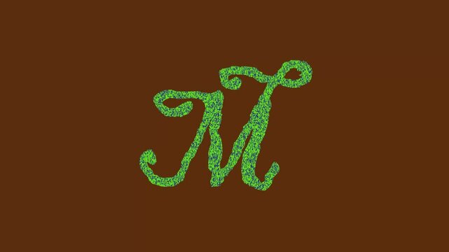 Cinematic Titel Alphabet M green and blue color animation orang color background.