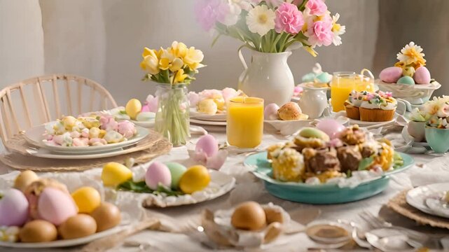 A beautifully decorated Easter table