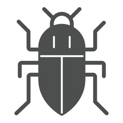 Beetle bug solid icon, pest control concept. Vector graphics. Forest pest bug sign on white background, glyph style icon for mobile or web design.