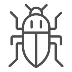 Beetle bug line icon, pest control concept. Vector graphics. Forest pest bug sign on white background, outline style icon for mobile or web design.