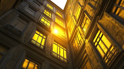 Obraz premium Golden Hour Glow on City Building