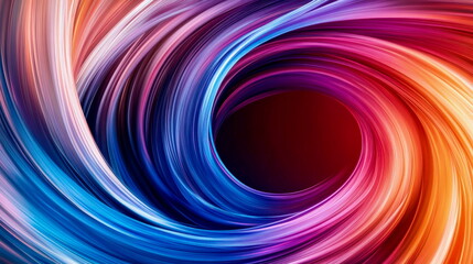 Abstract shapes forming a spiral, with gradients of blue and orange, depicting the flow of information