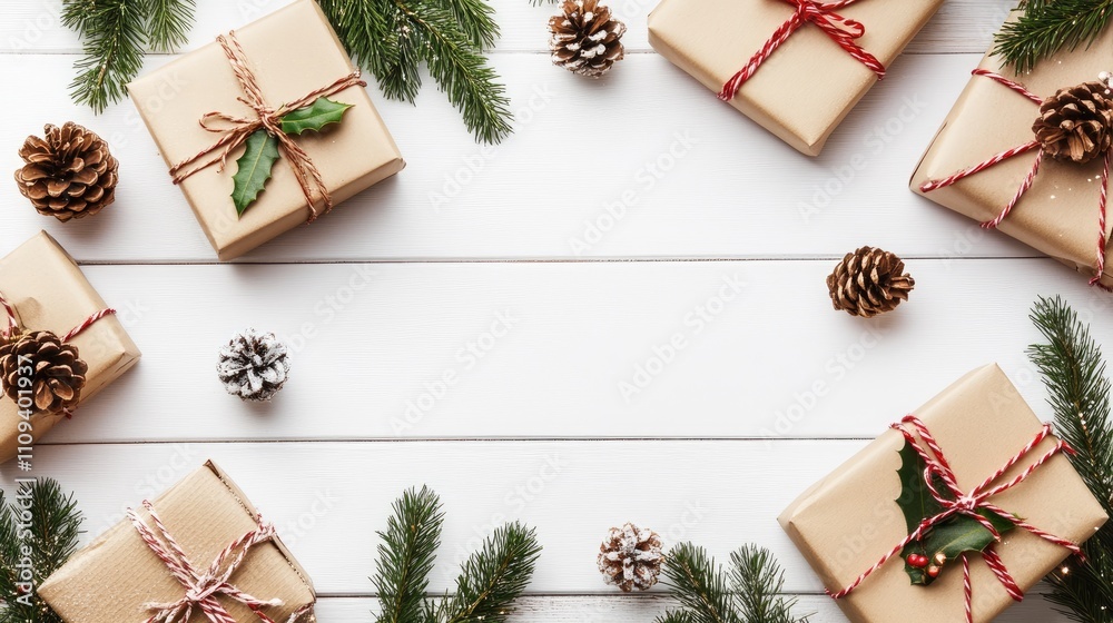 Fototapete minimalist christmas card design, featuring a simple layout with soft festive colors, subtle sparkle