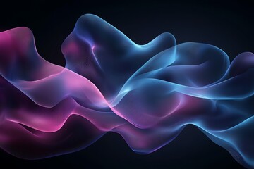 An abstract composition featuring flowing waves of pink and blue hues against a dark background, conveying a sense of tranquility and modernity for creative projects.