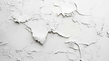 Naklejka premium Textured white wall with peeling paint, creating an aged and rustic appearance.