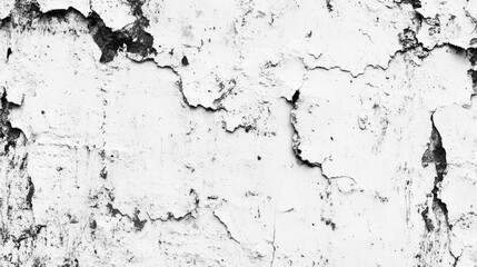 Fototapeta premium Close-up of weathered, peeling white paint on textured wall.