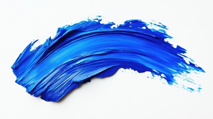 A vibrant blue paint stroke showcasing smooth textures and dynamic movement.