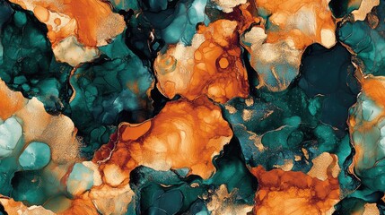 Seamless pattern of handmade modern abstract painting created with alcohol inks and watercolor techniques ideal for backgrounds or textures