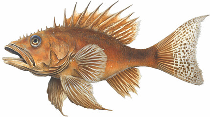 Centrophryne spinulosa, an abyssal anglerfish found in the western atlantic. Abyssal. Illustration