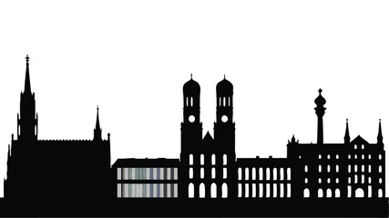 Obraz premium Black Vector Silhouette of Munich Skyline