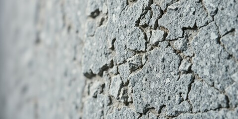 Close-up of a weathered gray stone wall, revealing intricate cracks and textures, a testament to time and the elements.