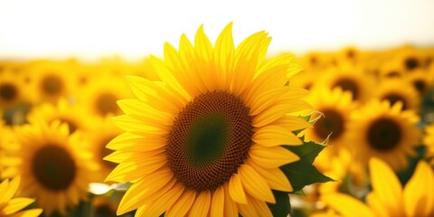 Obraz premium A Single Sunflower in a Field of Yellow Blooms, Capturing the Essence of Summer's Golden Glow