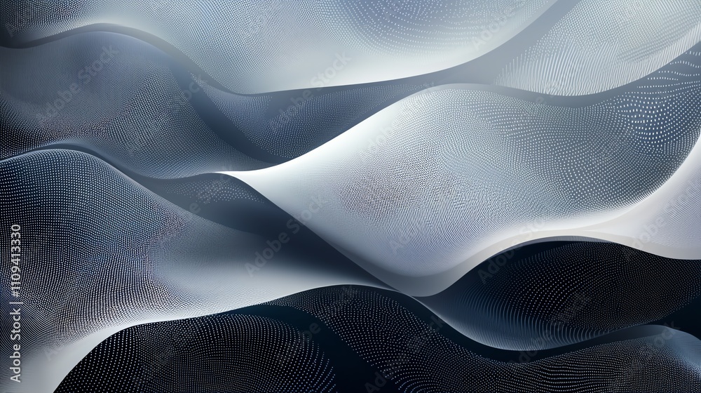 Poster an abstract representation featuring flowing, wavy patterns in muted colors, creating a serene and c