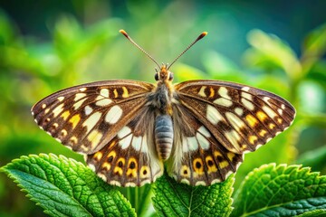 Naklejka premium Cream-Striped Comfrey Butterfly - 6cm Wingspan, Day & Night Active, Medium Shifter Insect