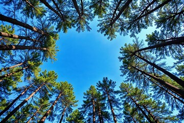 Obraz premium Majestic Forest Canopy Against Blue Sky