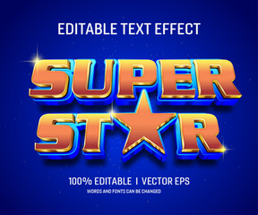 super star vector 3d text effect with modern style design