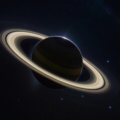 Marveling at the beauty of Saturn\'s rings as they shimmer in the vastness of space under a starry night sky. Generative AI