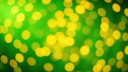 Obraz premium Abstract Green Background with Soft Yellow Bokeh Lights