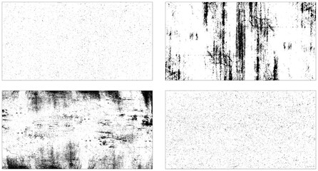 Fototapeta premium Grunge overlay textures with dust grain isolated on white background. Set of vector paint brush stroke, ink splash and grungy decoration 