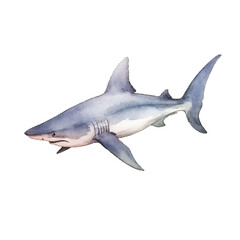 watercolor Shark isolated white background