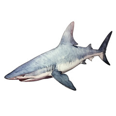 watercolor Shark isolated white background