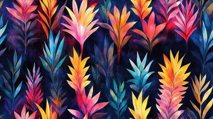 Seamless pattern featuring vibrant watercolor pineapples ideal for textile design and interior decor