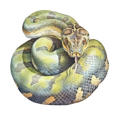 watercolor Snake isolated white background
