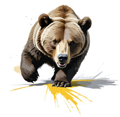 Fototapeta premium Grizzly Bear Vector Graphic Art Portrait Animal Spirit Nature Wildife