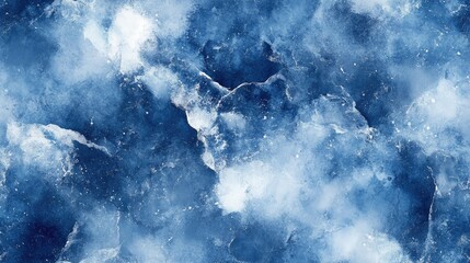 Obraz premium Seamless marine alcohol ink pattern featuring indigo blue marble texture and white watercolor accents for artistic designs