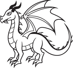 Fototapeta premium dragon outline silhouette vector art graphic resources silhourtte vector style, white background